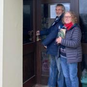 Job done: Winston and Muriel close the door to The Hardware Centre for the last time.