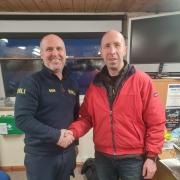 Ben (right, with fleet staff coxswain Dan Guy) has now qualified as a volunteer all-weather lifeboat mechanic.