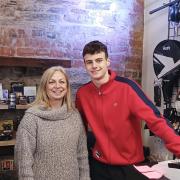 Jaqui and son Ronnie during a busy day at Cardigan's new sports shop FOE Sports