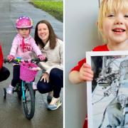 A little girl from Ceredigion in West Wales is cycling the equivalent distance between Swansea and Bristol