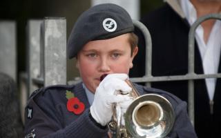 Trumpeter Daniel Ramsbottom plays at Cardigan's service of remembrance in 2013.